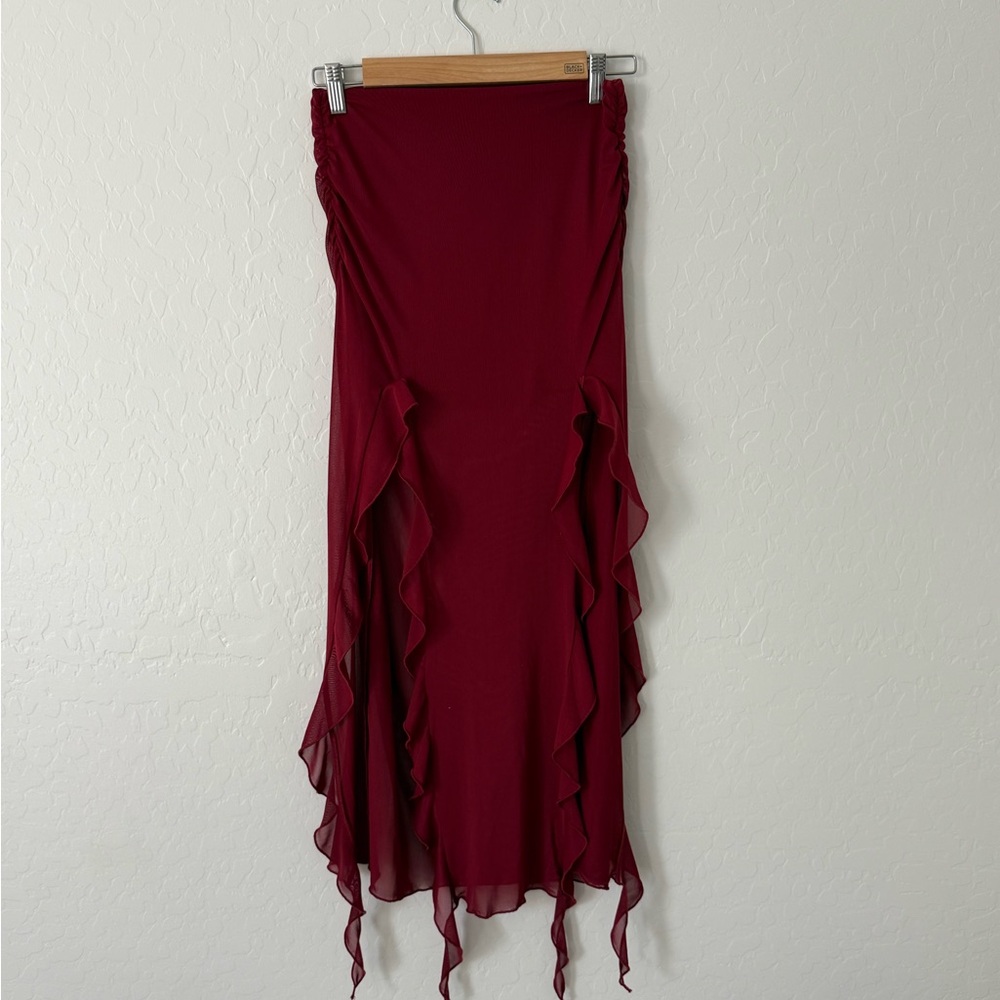 Garage Asymmetrical Burgundy Skirt